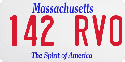 MA license plate 142RV0