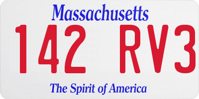 MA license plate 142RV3