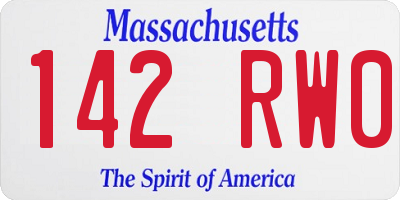 MA license plate 142RW0