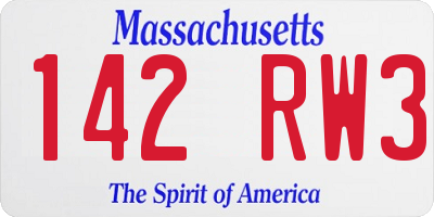 MA license plate 142RW3