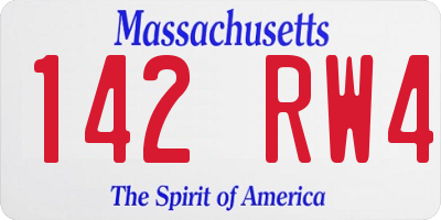 MA license plate 142RW4