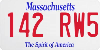 MA license plate 142RW5