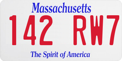 MA license plate 142RW7