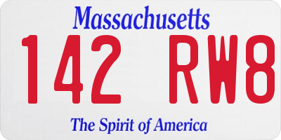 MA license plate 142RW8