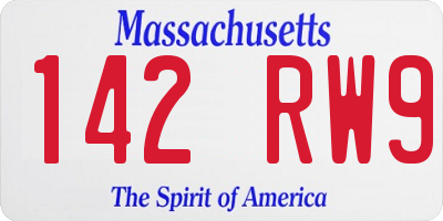 MA license plate 142RW9