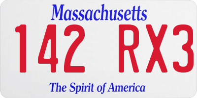 MA license plate 142RX3