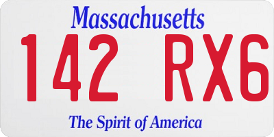 MA license plate 142RX6