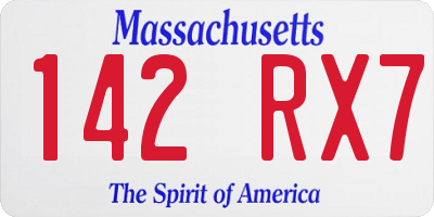 MA license plate 142RX7