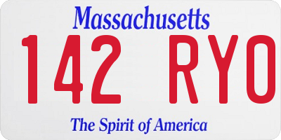 MA license plate 142RY0