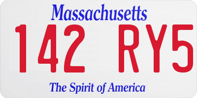 MA license plate 142RY5