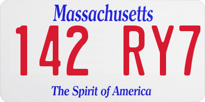 MA license plate 142RY7