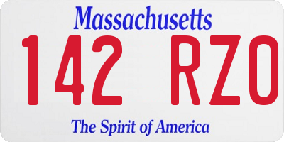 MA license plate 142RZ0