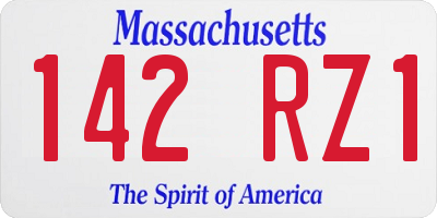 MA license plate 142RZ1