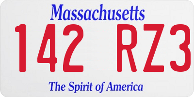 MA license plate 142RZ3