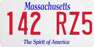 MA license plate 142RZ5