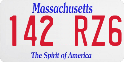 MA license plate 142RZ6