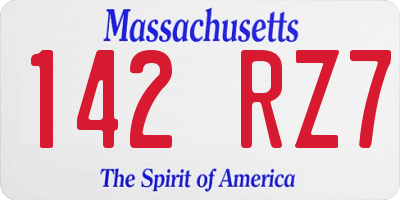 MA license plate 142RZ7