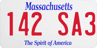 MA license plate 142SA3