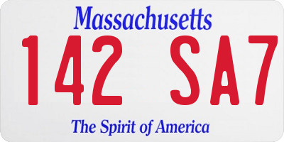 MA license plate 142SA7