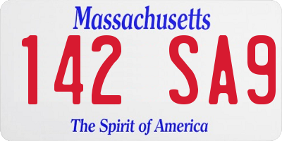 MA license plate 142SA9