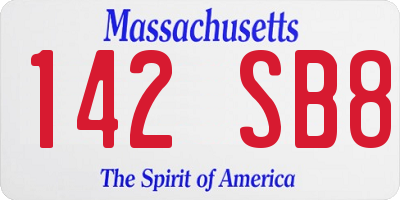 MA license plate 142SB8