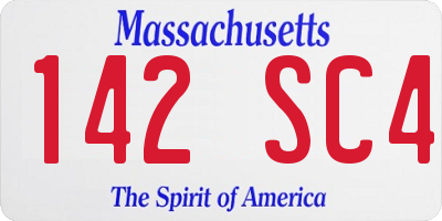 MA license plate 142SC4