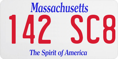 MA license plate 142SC8