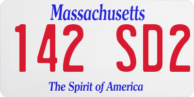 MA license plate 142SD2