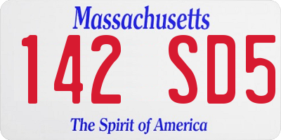 MA license plate 142SD5