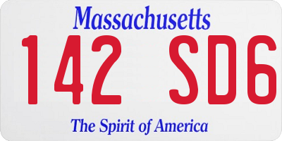 MA license plate 142SD6