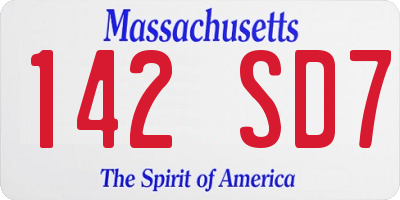 MA license plate 142SD7