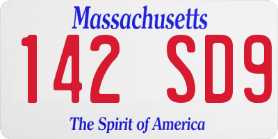 MA license plate 142SD9