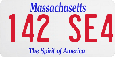 MA license plate 142SE4