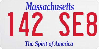 MA license plate 142SE8