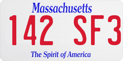 MA license plate 142SF3