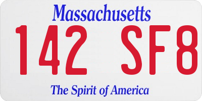 MA license plate 142SF8