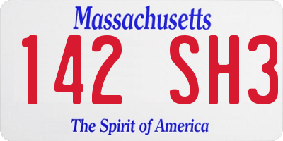 MA license plate 142SH3