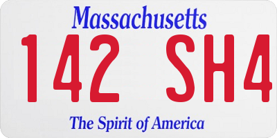 MA license plate 142SH4
