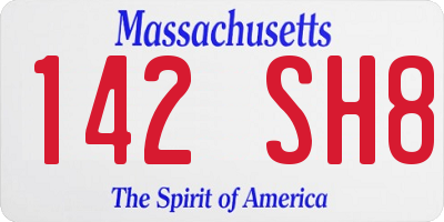 MA license plate 142SH8