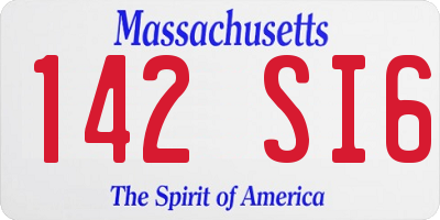 MA license plate 142SI6