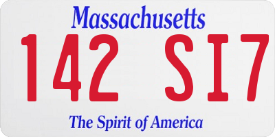 MA license plate 142SI7