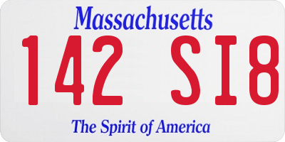 MA license plate 142SI8