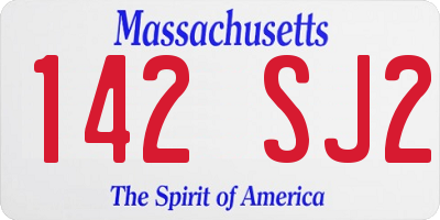 MA license plate 142SJ2