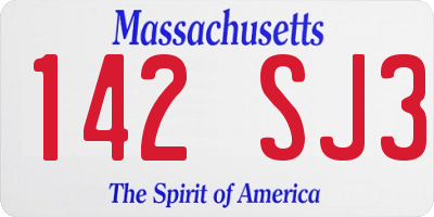 MA license plate 142SJ3