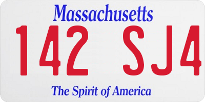 MA license plate 142SJ4