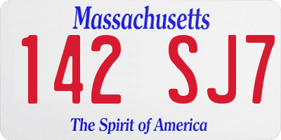 MA license plate 142SJ7