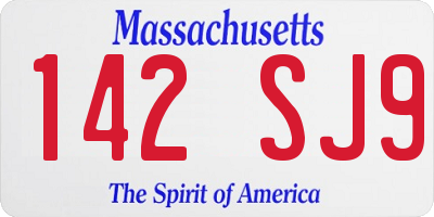 MA license plate 142SJ9