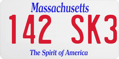 MA license plate 142SK3