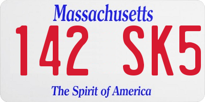 MA license plate 142SK5