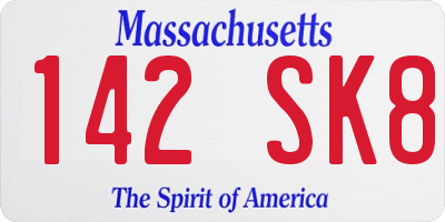 MA license plate 142SK8
